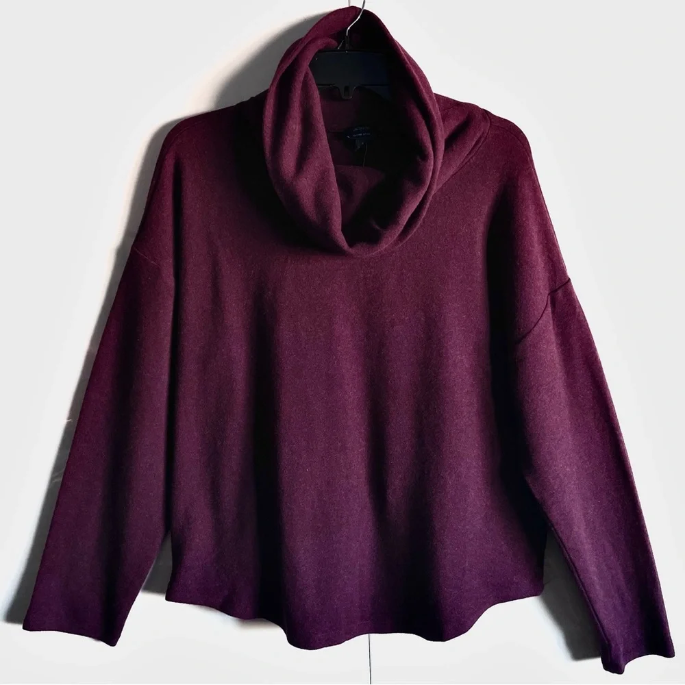 J. Crew Cowlneck Pullover in Cloudspun Yarn in Heather Burgundy Size S NWT